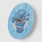 トライバルブルーモンキー ラージ壁時計 (傾斜)