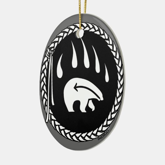 トライバルベアアートオーナメントベアキープサケ&ギフト セラミックオーナメント (左)