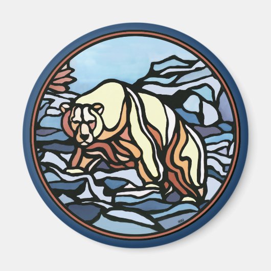 トライバルベアアート冷蔵庫用マグネットワイルドライフアートマグネット マグネット (正面)