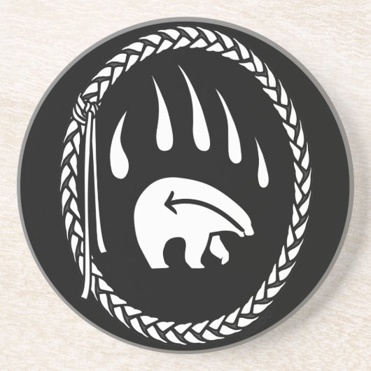 トライバルベアアート飲み物用コースター先住民ベアーコースター コースター (正面)