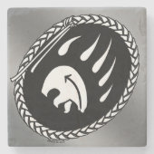 トライバルベアアート飲み物用コースター先住民ベアーコースター ストーンコースター (正面)