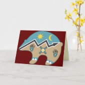 トライバルベアデザイン カード (黄色い花)