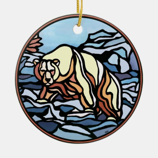 トライバルベアーツオーナメントベアーキープサクベアーギフト セラミックオーナメント (正面)