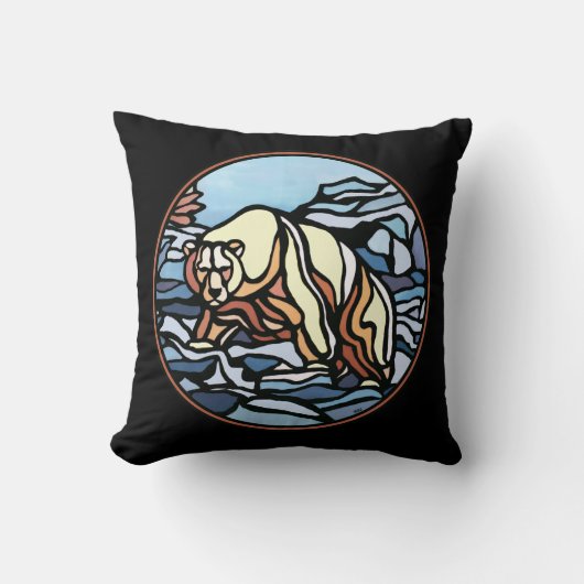 トライバルベアーツピローFirst Nations Bears Pillow クッション (正面)