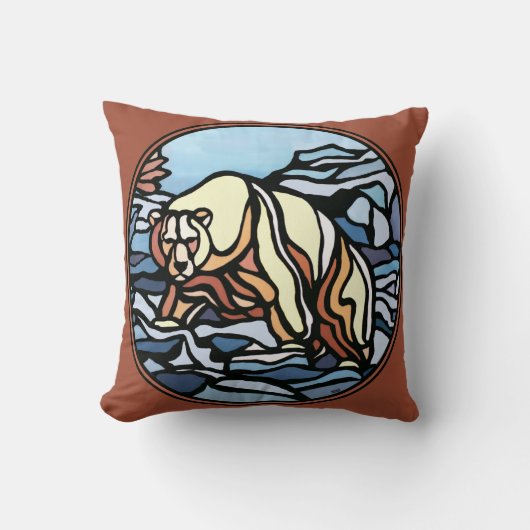 トライバルベアーツピローFirst Nations Bears Pillow クッション (正面)