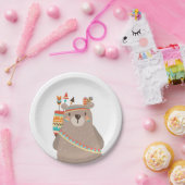 トライバルベア紙プレートワイルドワンウッドランドボホ ペーパープレート (パーティー)