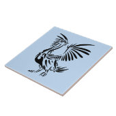 トライバルペリカンアートオンブルー タイル (側面)