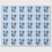 トライバルペリカンアートオンブルー ラッピングペーパー (フラット)