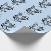 トライバルペリカンアートオンブルー ラッピングペーパー (角)