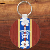 トライバルホヌフェイクウッドサーフボード キーホルダー (正面)