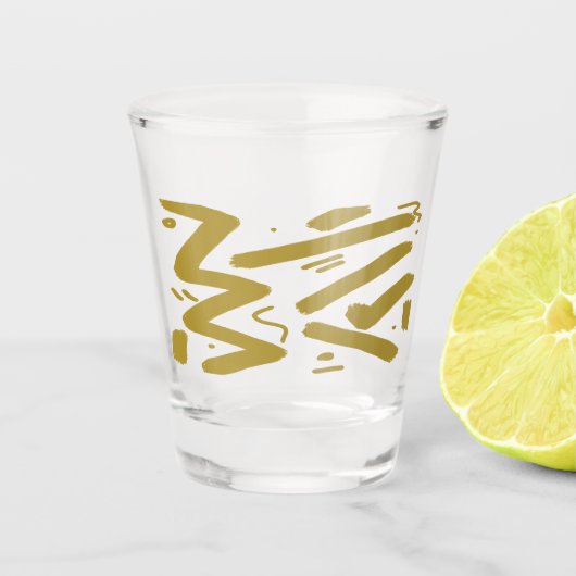 トライバルホワイトと金ゴールド ショットグラス (正面)