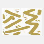 トライバルホワイトと金ゴールド ラッピングペーパーシート (正面3)