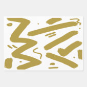 トライバルホワイトと金ゴールド ラッピングペーパーシート (正面)