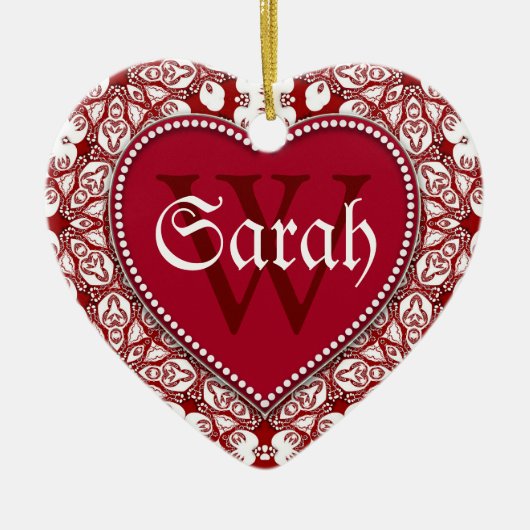 トライバルホワイトレッドネームドアシンボルや象徴オーナメント セラミックオーナメント (正面)