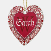 トライバルホワイトレッドネームドアシンボルや象徴オーナメント セラミックオーナメント (左)