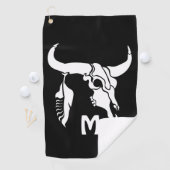 トライバルホワイトロングーンブルブルスカルウィホワイトフェザー ゴルフタオル (インサイチュ)