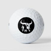 トライバルホワイトロングーンブルブルスカルウィホワイトフェザー ゴルフボール (正面)