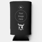 トライバルホワイトロングーンブルブルスカルウィホワイトフェザー スリム缶クーラー (正面)