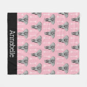 トライバルボヘミアンゾウと白い矢印 フリースブランケット (正面(横))