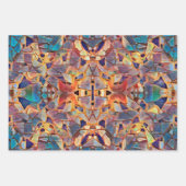 トライバルボホヒッパイパープルイエローブルー ラッピングペーパーシート (正面)