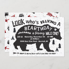 トライバルボホベア誕生日招待状ワイルドワン！ 招待状
