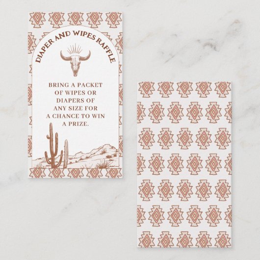 トライバルボホロデオ赤ちゃんシャワーおむつラッフルインサート 名刺 (正面/裏面)