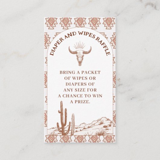 トライバルボホロデオ赤ちゃんシャワーおむつラッフルインサート 名刺 (正面)