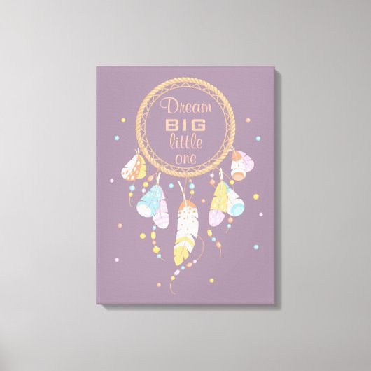 トライバルボホードリームキャッチャーオンパープル引用文 キャンバスプリント (正面)