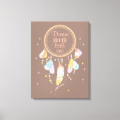 トライバルボホードリームキャッチャーオンブラウン引用文 キャンバスプリント (正面)