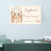 トライバルボホードリームキャッチャーベビーピーチコーラル 横断幕 (トレードショー)