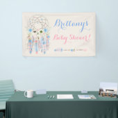 トライバルボホードリームキャッチャー赤ちゃんブルー&ピンク 横断幕 (トレードショー)