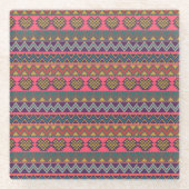 トライバルポップ・アートのコースター – はっきりしたBoho Geometric ガラスコースター (正面)