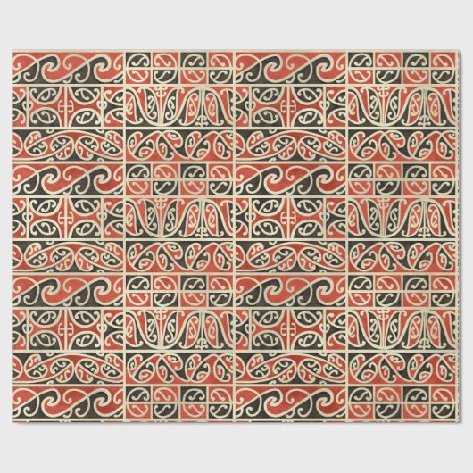 トライバルマオリKowhaiwhai Koruニュージーランドパターン ラッピングペーパー (フラット)