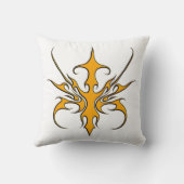 トライバルマスクデザイン – オレンジ クッション (裏面)