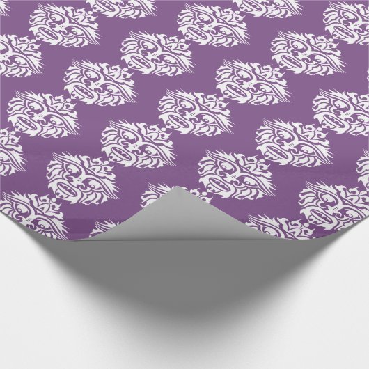 トライバルマスク – 紫色の光沢のあるラッピング紙、30" x ラッピングペーパー (角)