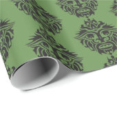 トライバルマスク – 緑の光沢ラッピング紙、30" x 6 ラッピングペーパー (ロールコーナー)