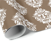 トライバルマスク – 茶色の光沢ラッピング紙、30" x 6 ラッピングペーパー (ロールコーナー)