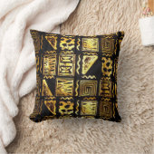 トライバルマッド布グラフィック金ゴールド クッション (ブランケット)