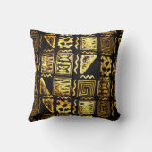 トライバルマッド布グラフィック金ゴールド クッション (裏面)