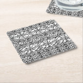 トライバルマヤインクプリントモチーフ スクエアペーパーコースター (アングル)