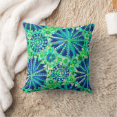トライバルマンダラプリント、コバルトブルーとグリーン クッション (ブランケット)
