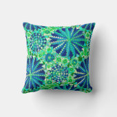 トライバルマンダラプリント、コバルトブルーとグリーン クッション (裏面)