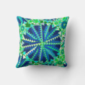 トライバルマンダラプリント、コバルトブルーとグリーン クッション (裏面)