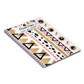 トライバルモダンアステック金ゴールド幾何学的パターン ノートブック (右側)