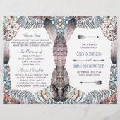 トライバルモダンフェザーズボヘミアン結婚式 プログラム (正面)