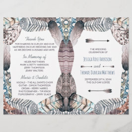 トライバルモダンフェザーズボヘミアン結婚式 プログラム