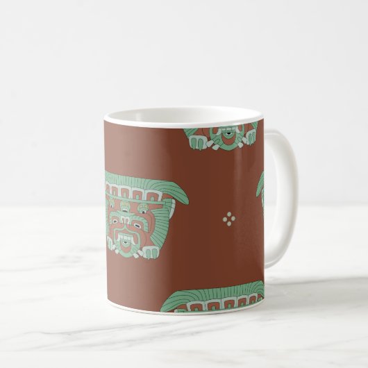 トライバルモチーフとシームレスな幾何学的パターン。H コーヒーマグカップ (正面右)
