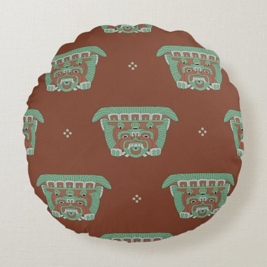 トライバルモチーフとシームレスな幾何学的パターン。H ラウンドクッション (正面)