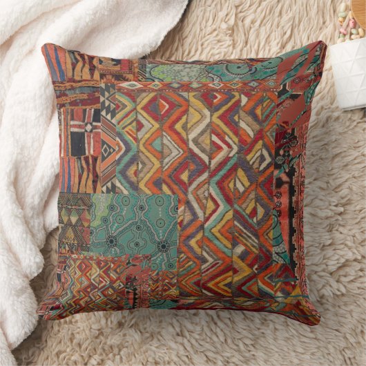 トライバルモチーフのソファ用の大きな枕 クッション (ブランケット)
