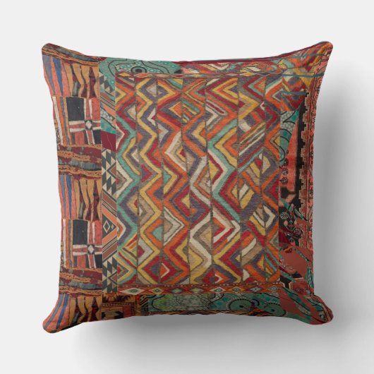 トライバルモチーフのソファ用の大きな枕 クッション (裏面)